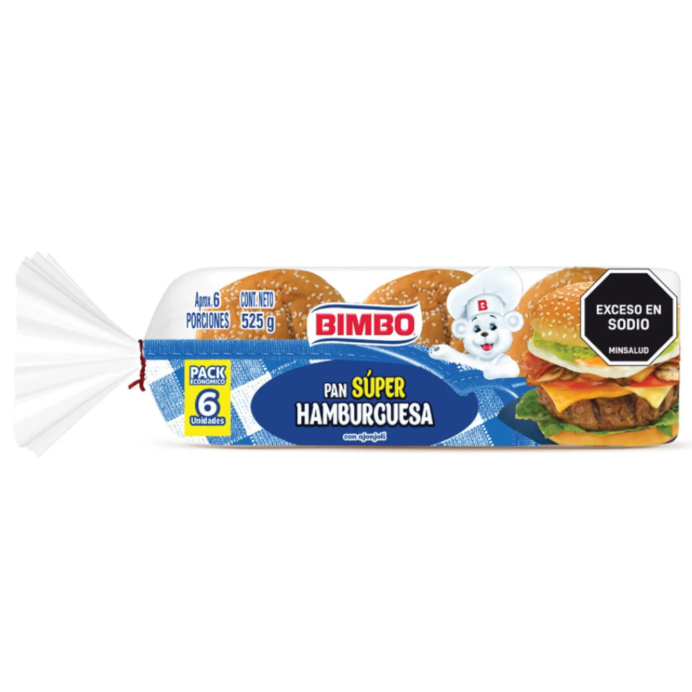 Pan Súper Hamburguesa Ajonjolí Bimbo 525Gr