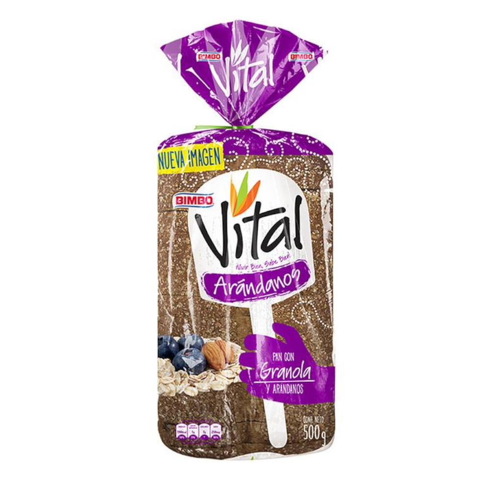 Pan Tajado Bimbo Vital Granola Arándanos 500Gr