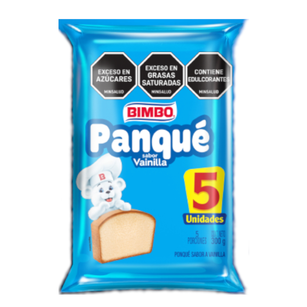 Panqué Bimbo Vainilla 5 Unidades 300Gr