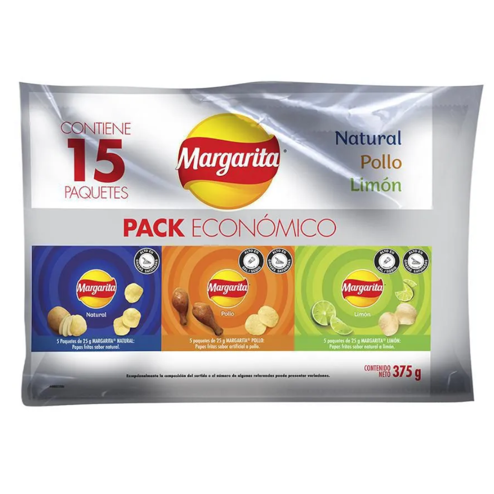 Papas Surtida Margarita 15 Unidades 375Gr