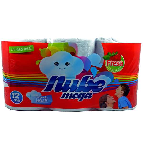 Papel Higiénico Nube Mega Rollo Triple Hoja 12 Unidades