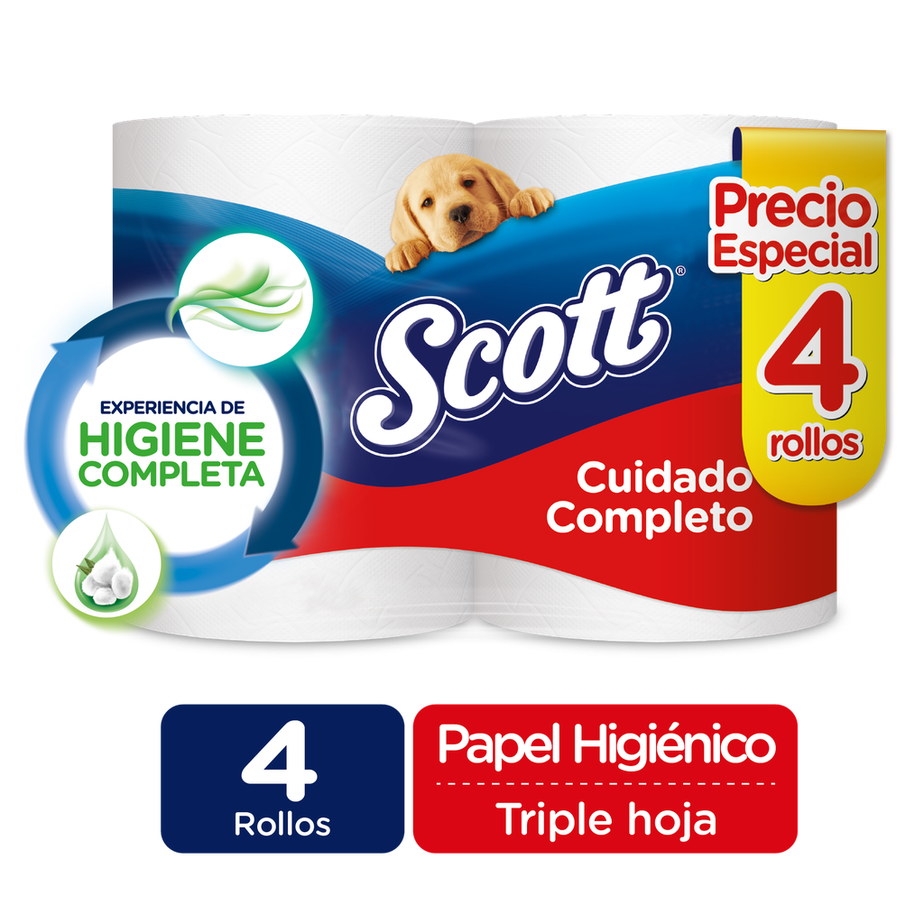 Papel Higiénico Scott Cuidado Completo 4 Unidades
