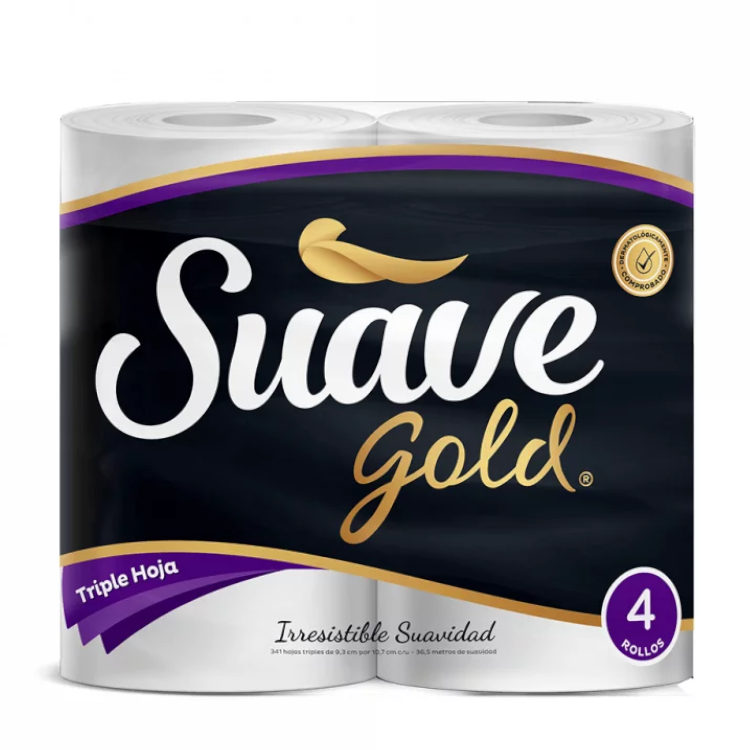 Papel Higiénico Suave Gold Triple Hoja 4 Unidades