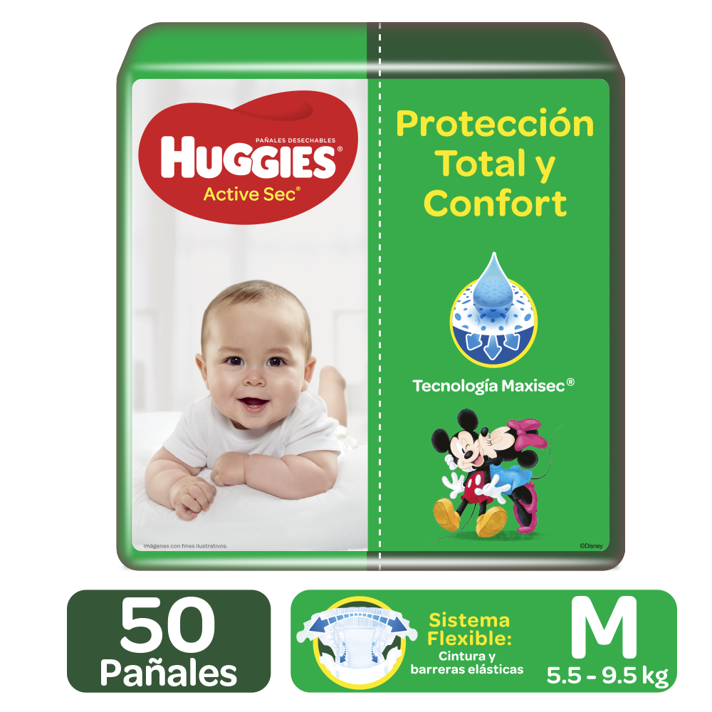 Pañal Huggies Active Sec M 50 Unidades
