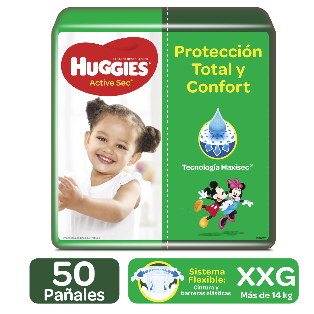 Pañal Huggies Active Sec XXG/5 50 Unidades