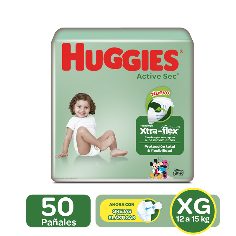 Pañal Huggies Active Sec Xg 50 Unidades