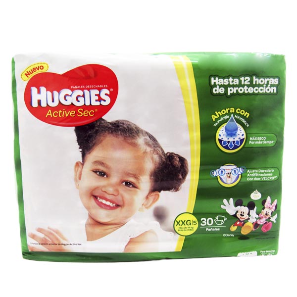 Pañal Huggies Active Sec Xxg 30 Unidades