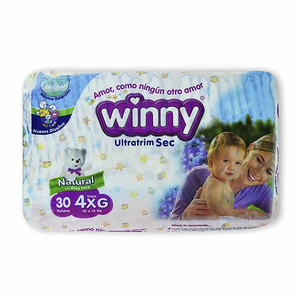 Pañal Winny Ultratrim Sec Natural Etapa 4 XG 30 Unidades