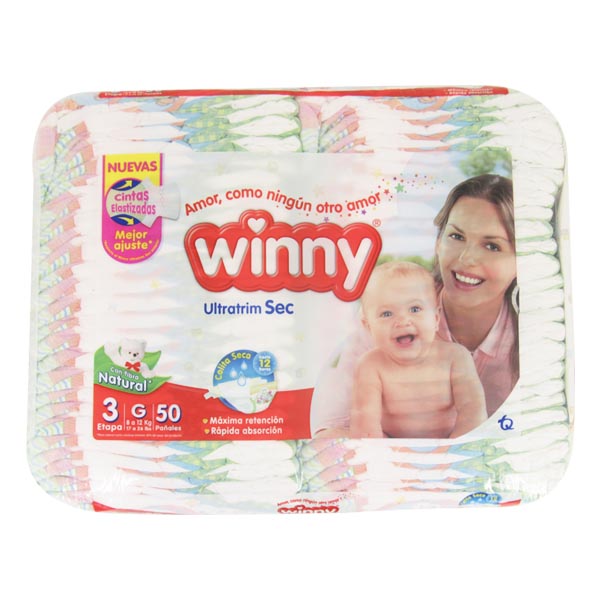 Pañales Winny Ultra Sec Etapa 3 50 Unidades + Toallitas 10 Unidades