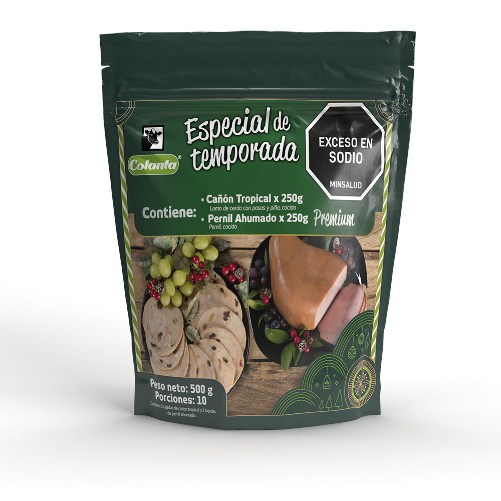 Pernil Cerdo Ahumado 250Gr + Cañon Tropical Colanta Navidad 250Gr