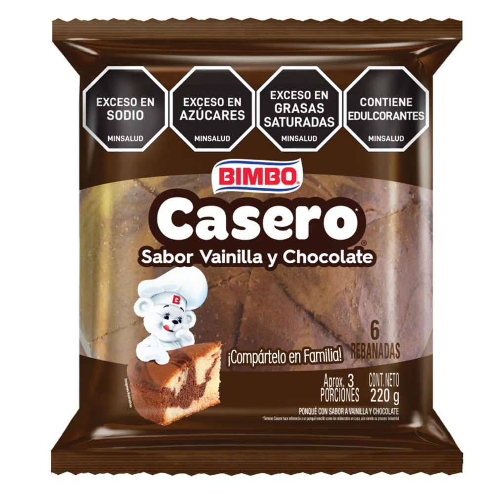 Ponque Casero Vainilla Y Chocolate Bimbo 220Gr