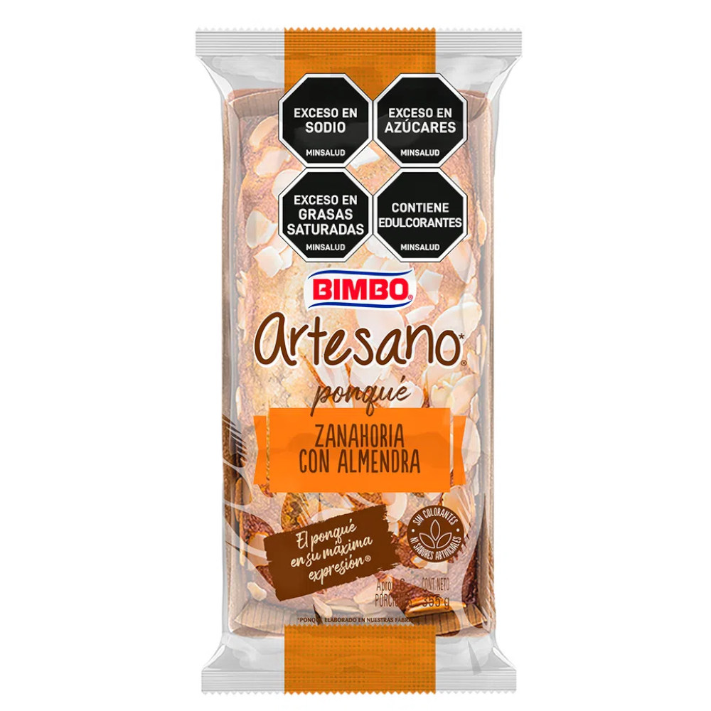 Ponqué Artesano Bimbo Zanahoria Con Almendra  355Gr