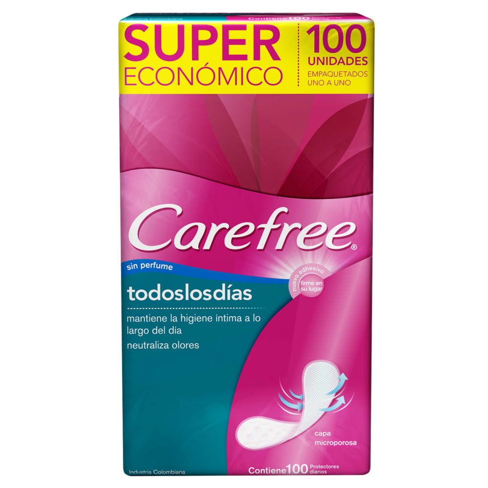 Protector Carefree Todos Los Dias 100 Unidades