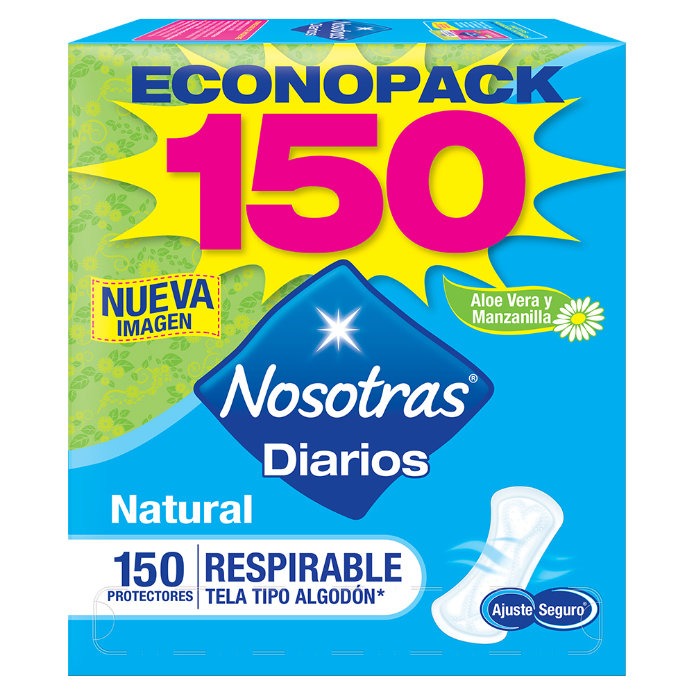 Protectores Nosotras Diarios Natural Respirables 150 Unidades
