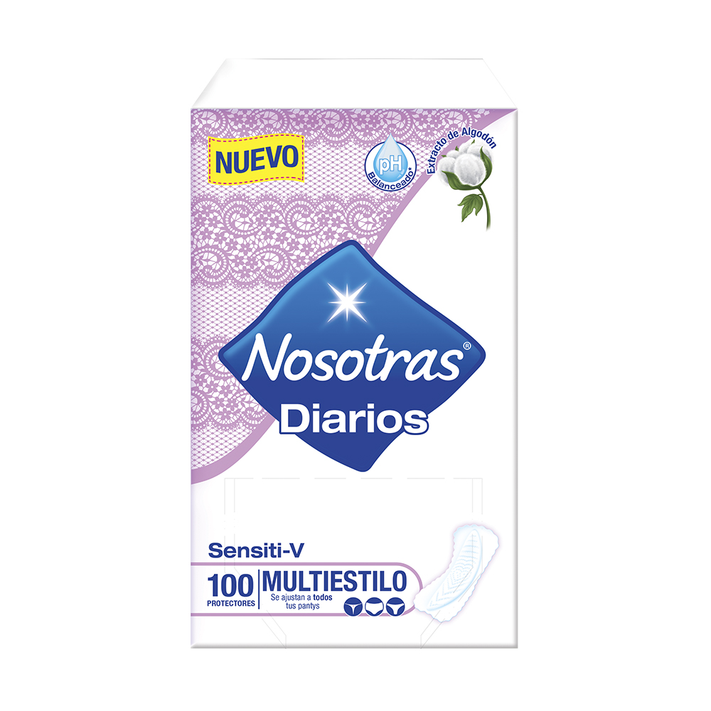 Protectores Nosotras Multiestilo Sensiti-V 100 Unidades