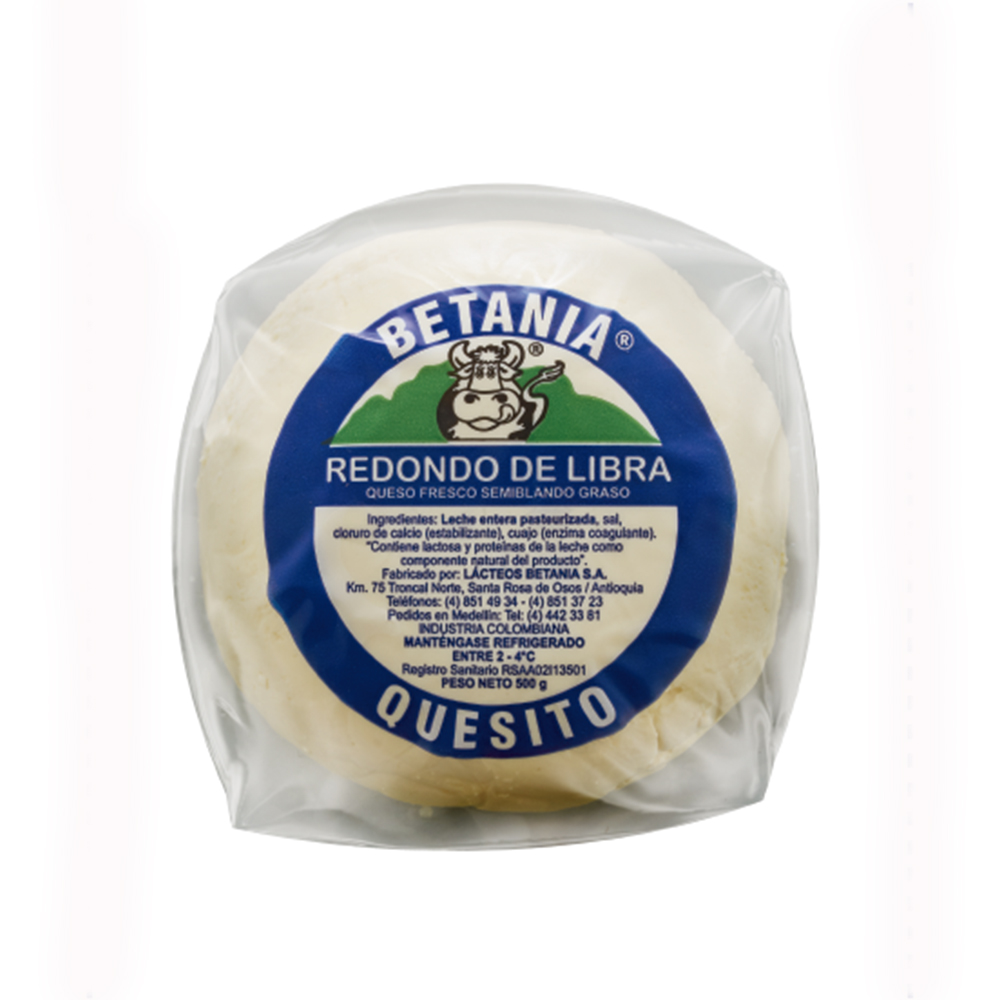 Quesito Redondo Lacteos Betania 500Gr
