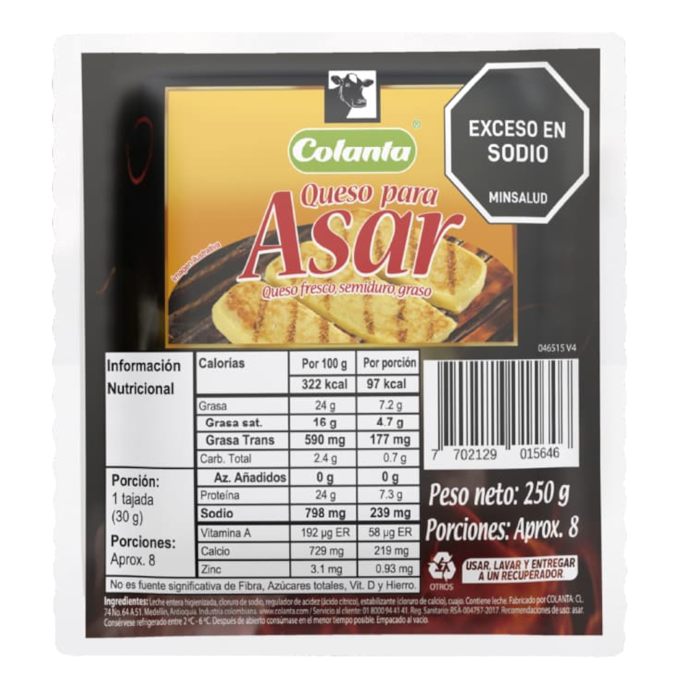 Queso Colanta Asar 250Gr