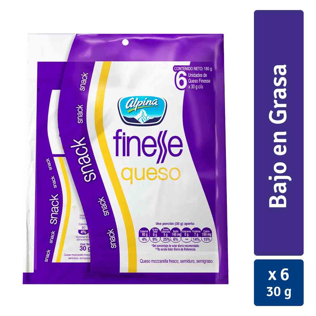 Queso Finesse Snack 6 Unidades 180 Gr