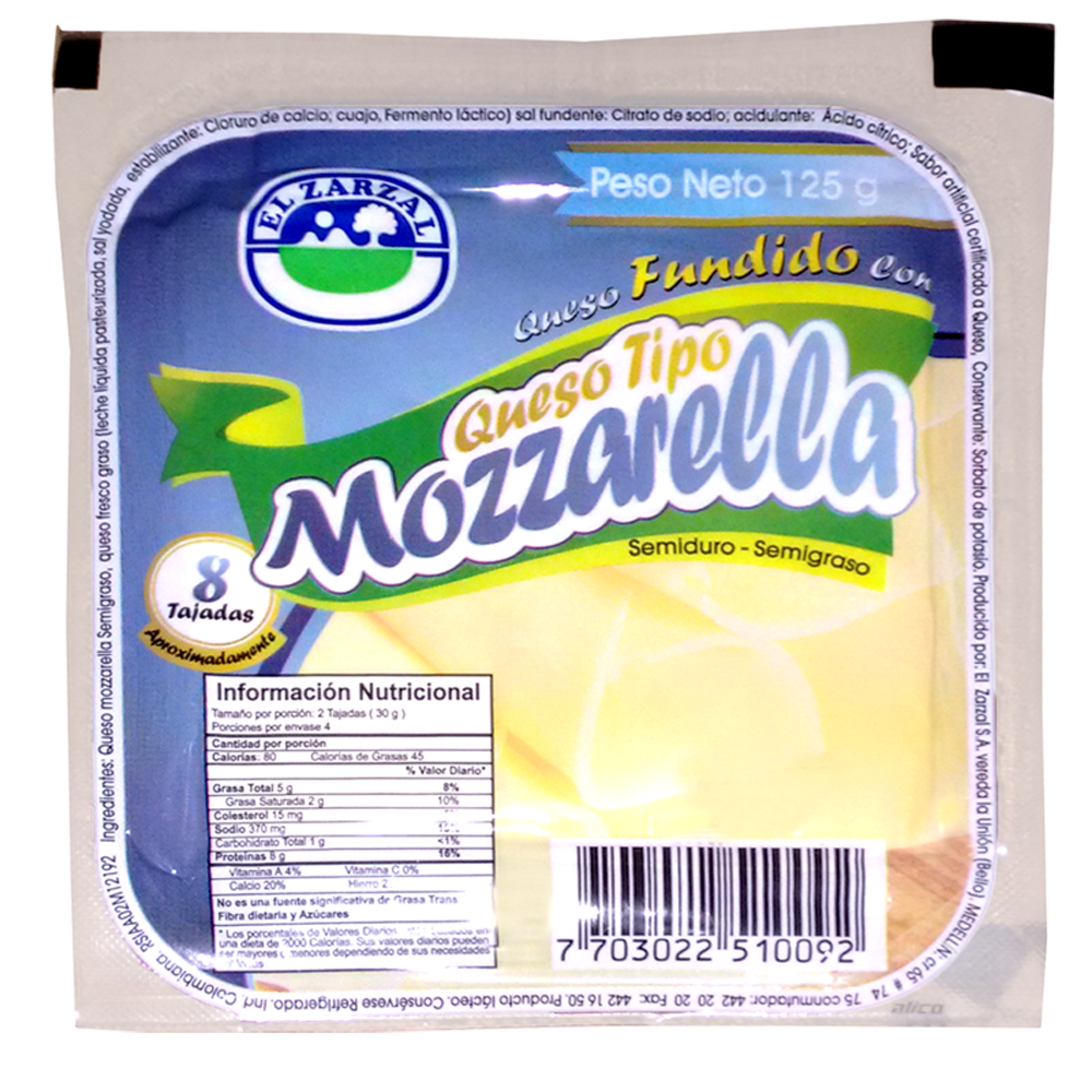 Queso Mozzarella Tajado El Zarzal 125Gr