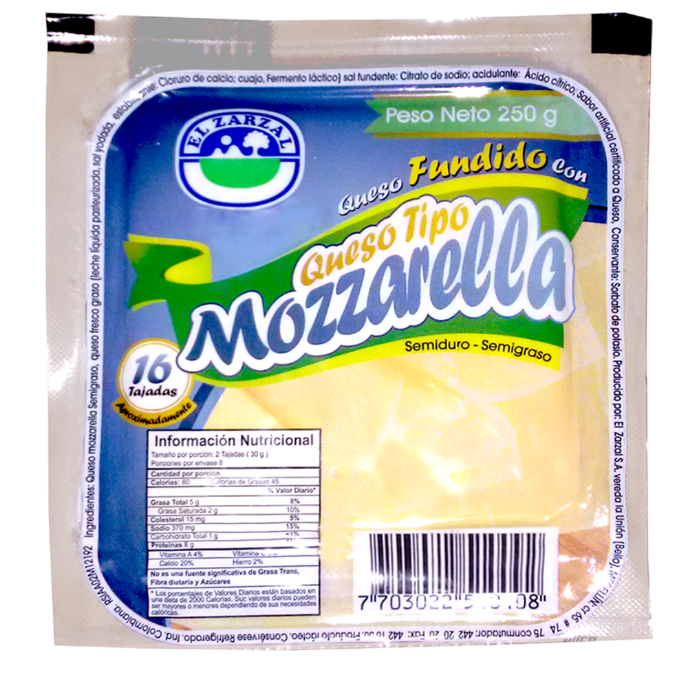 Queso Mozzarella Tajado El Zarzal 250Gr