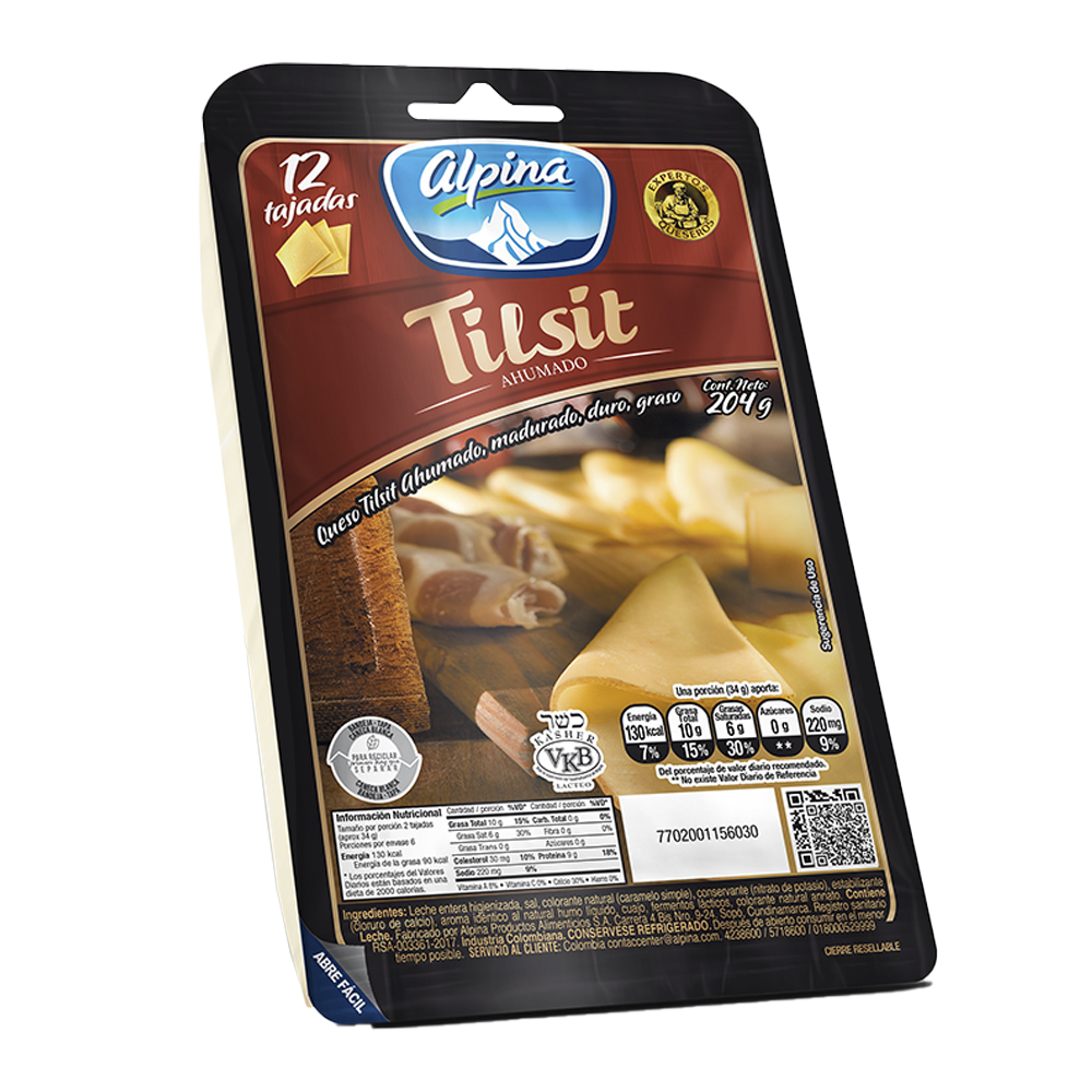 Queso Tilsit  Alpina Tajado 12 Unidades 204Gr