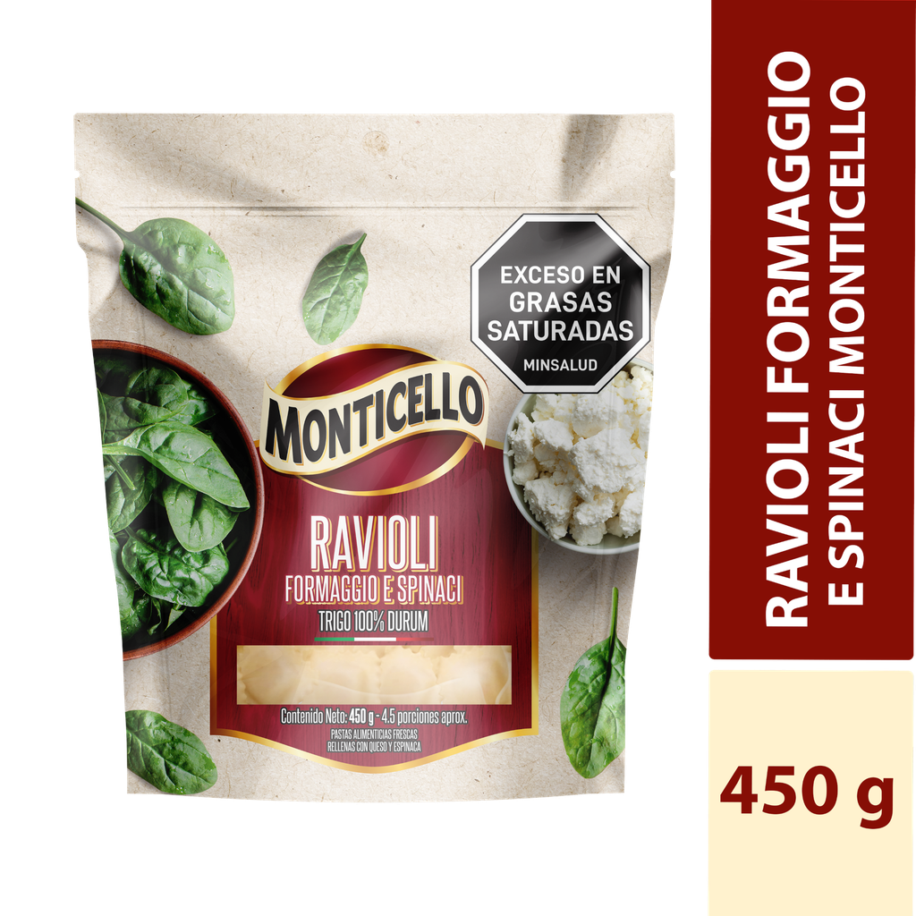 Ravioli Monticello Formaggio Spinaci 450Gr