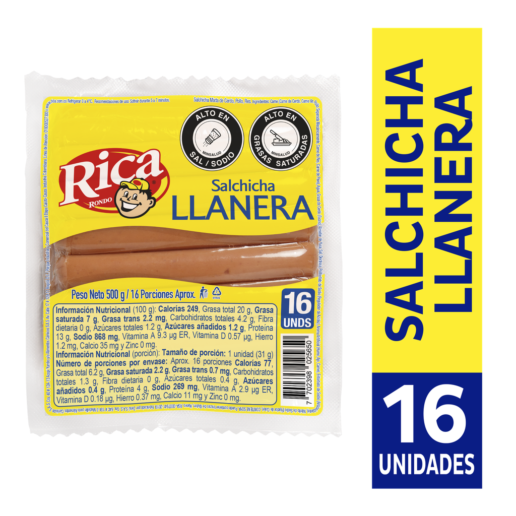 Salchicha Llanera Rica 500Gr