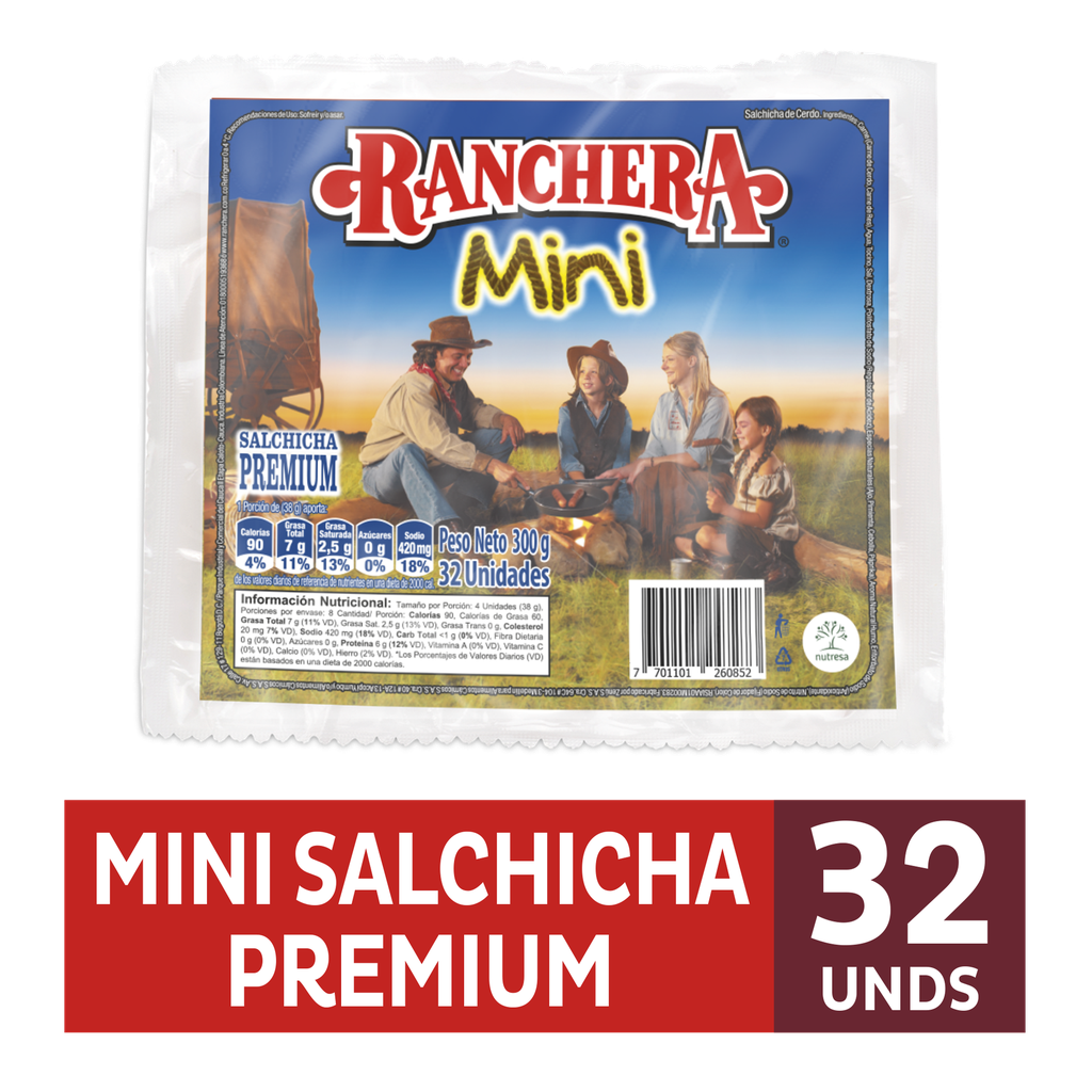 Salchicha Ranchera Mini 32 Unidades 300Gr