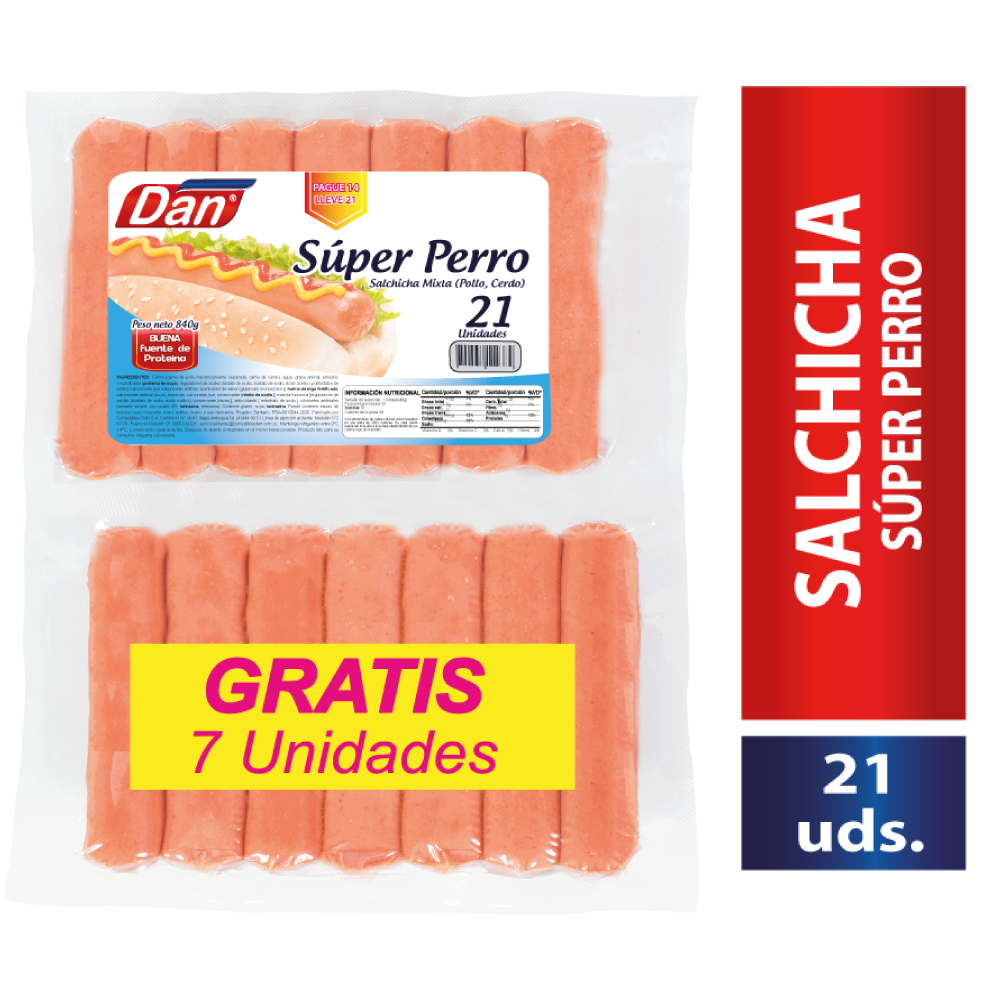 Salchicha Super Perro Dan Pague 14 Lleve 21 560Gr