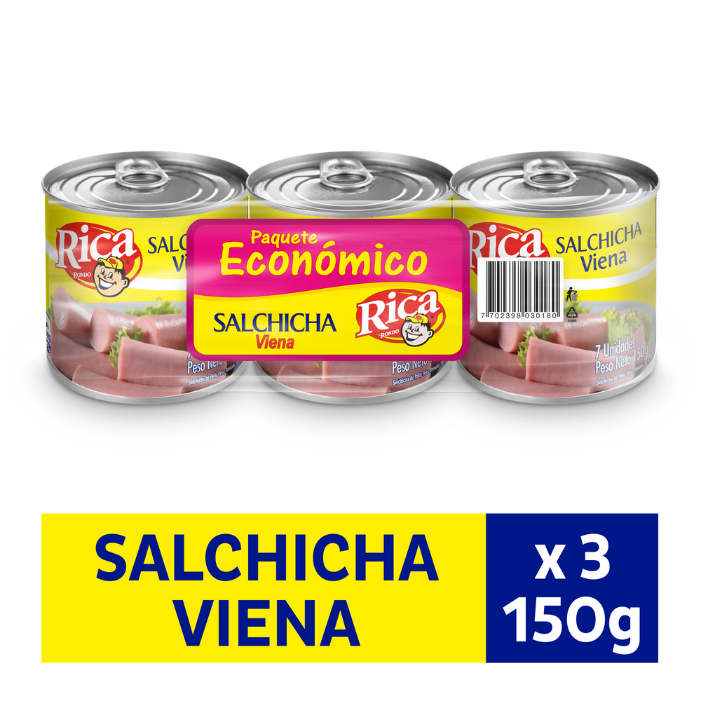 Salchicha Viena Rica Res Paquete Económico 450Gr