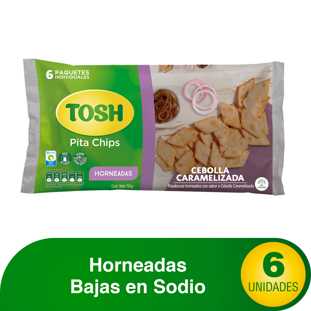Snack Tosh Pita Chips Cebolla Caramelizada 6 Paquetes 156Gr