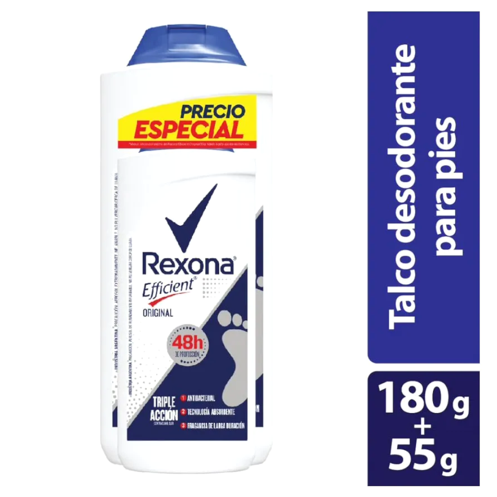 Talco Rexona Efficient Original 180Gr + 155Gr Súper Oferta