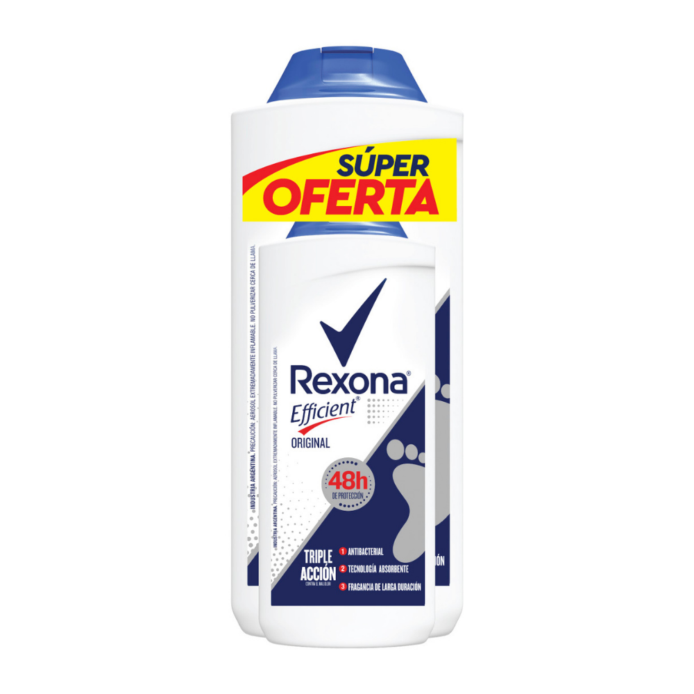 Talco Rexona Efficient Original 180Gr + 155Gr Súper Oferta