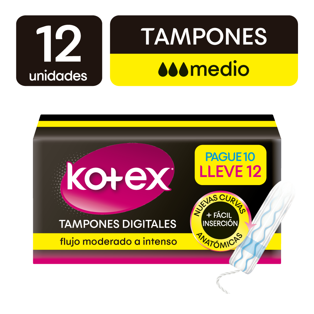 Tampon Kotex Medio 12 Unidades