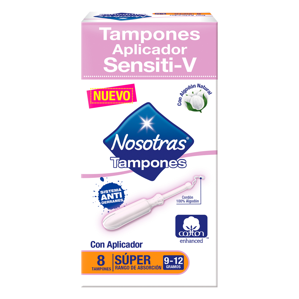 Tampon Nosotras Aplicador Super Sensitive 8 Unidades