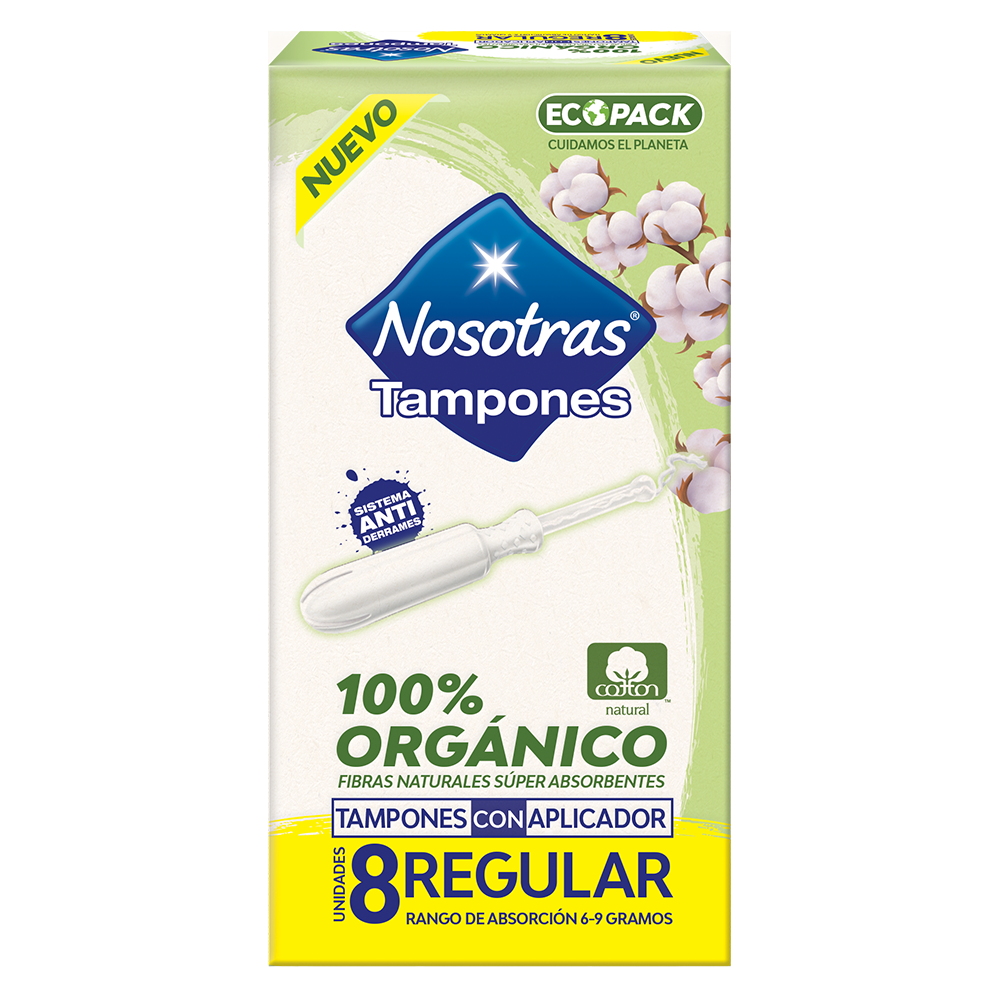 Tampon Nosotras Orgánico Con Aplicador Regular 8 Unidades