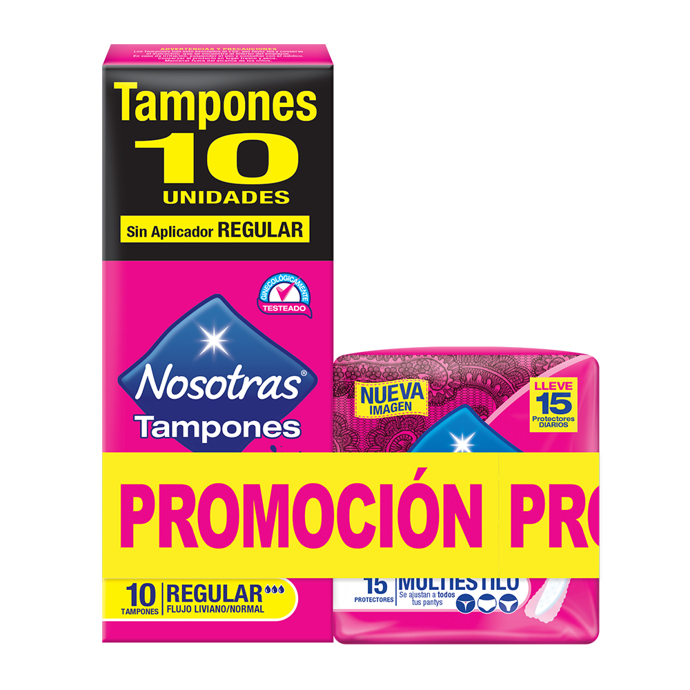 Tampón Nosotras Digital Regular 10 Unidades + Protectores 15 Unidades