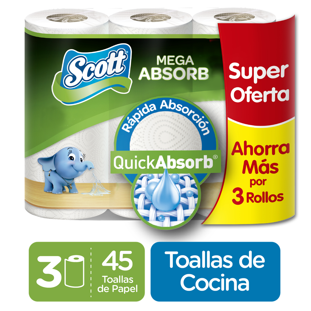 Toallas Cocina Scott 3 Unidades Precio Especial