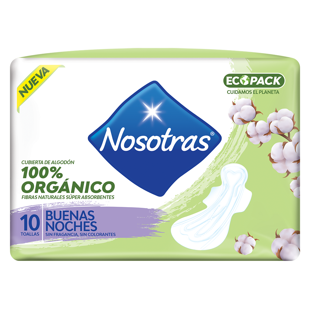 Toallas Higiénicas Nosotras Buenas Noches Orgánico 10 Unidades