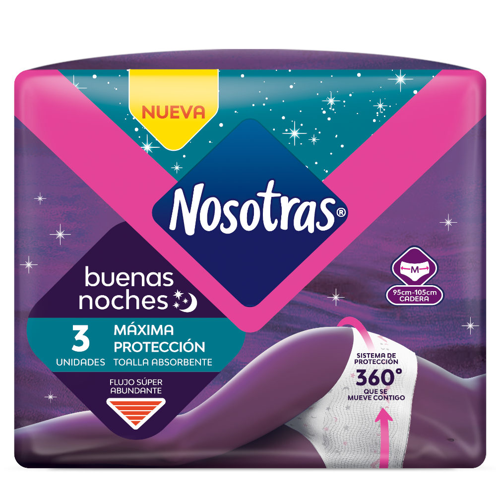 Toallas Higiénicas Nosotras Buenas Noches Talla M Absorbente 3 Unidades