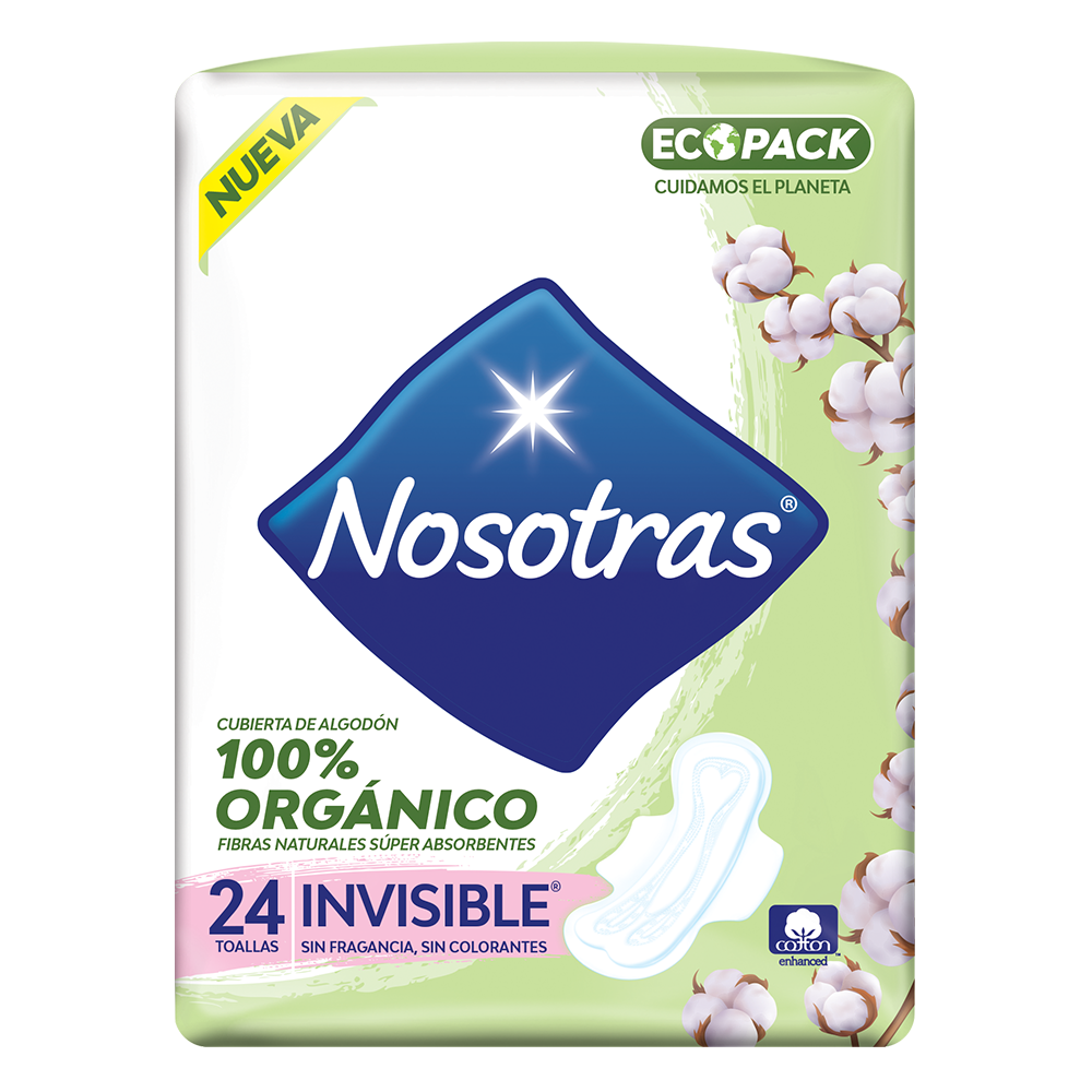 Toallas Higiénicas Nosotras Orgánico Invisible 24 Unidades