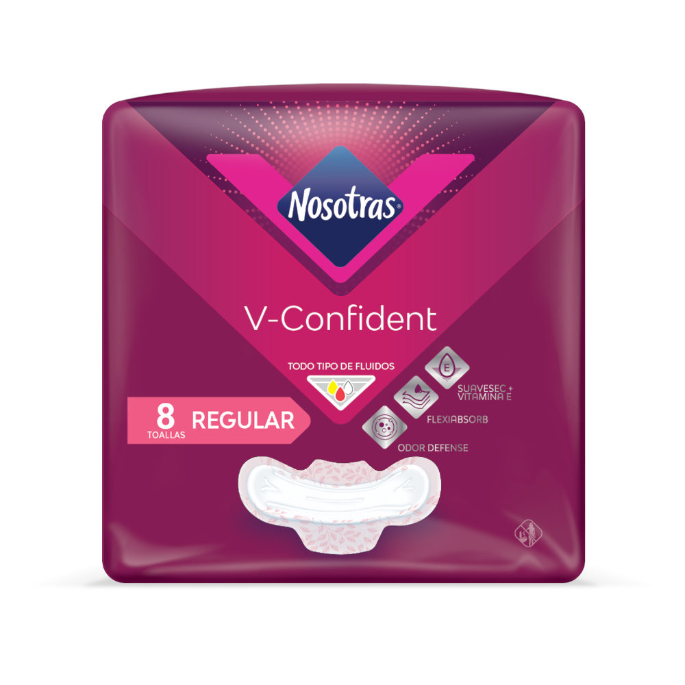 Toallas Higiénicas Nosotras V-Confident  Regular 8 Unidades