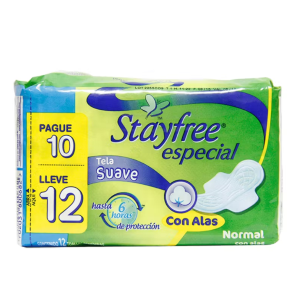 Toallas Higiénicas Stayfree Normal Sin Alas Pague 10 Lleve 12