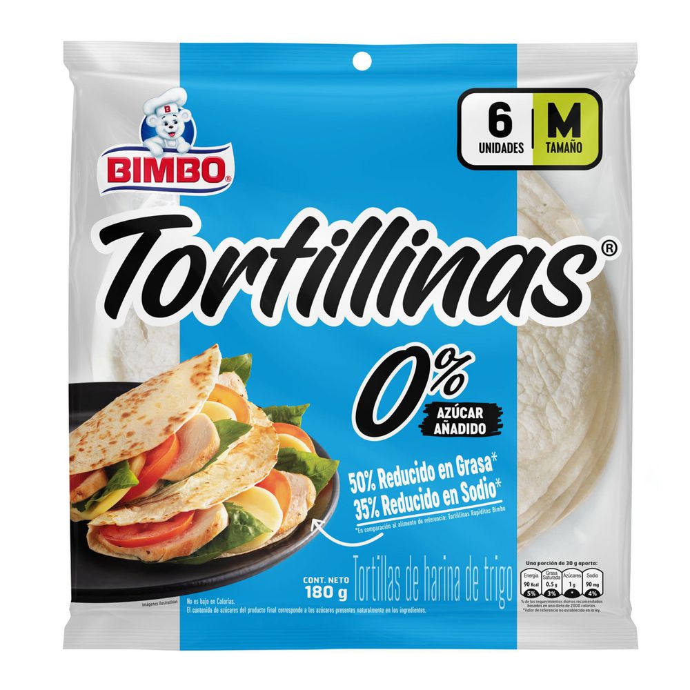 Tortillinas Bimbo 0% Azúcar M 6 unidades 180Gr