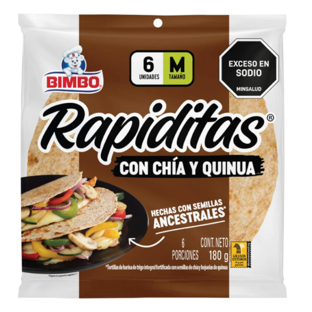 Tortillinas Bimbo Chía Quinua Roja 6 Unidades 180Gr