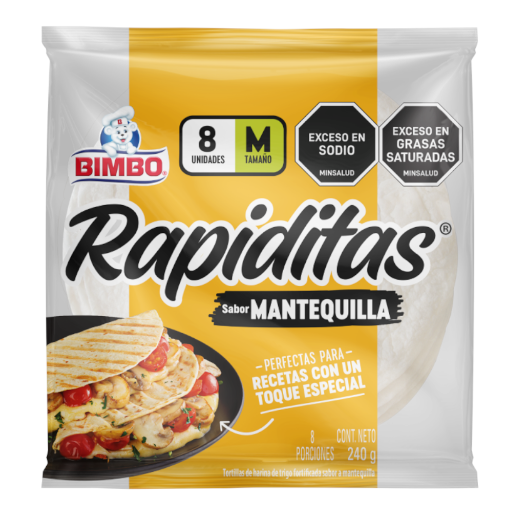 Tortillinas Bimbo Mantequilla 8 Unidades 240Gr