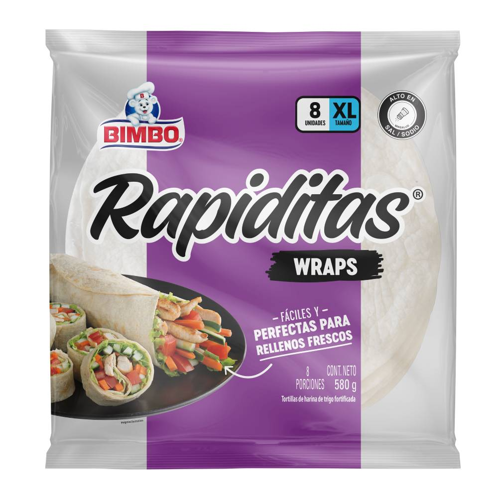 Tortillinas Wraps Bimbo 8 Unidades 580Gr