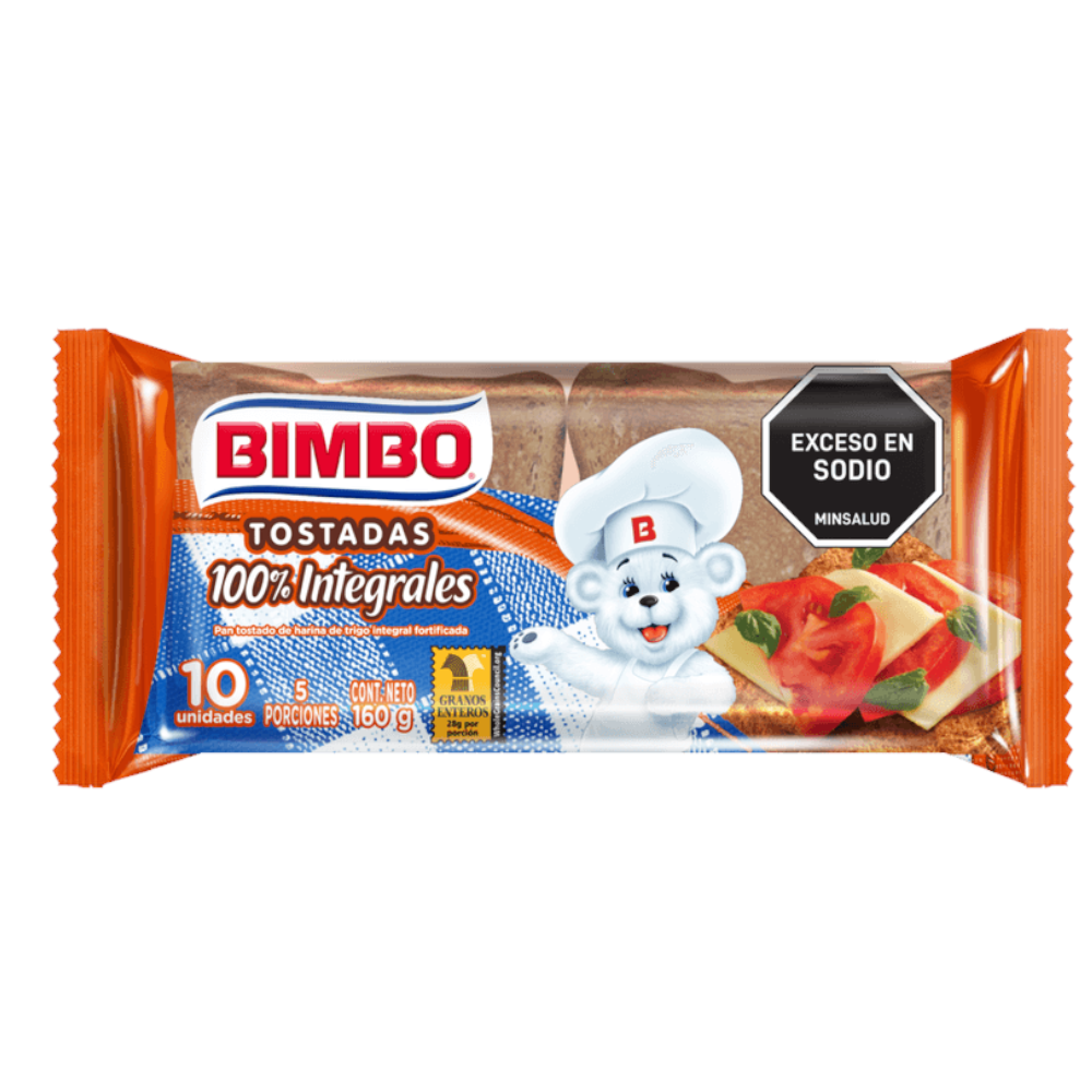 Tostadas Integrales Bimbo 10 Unidades 160Gr