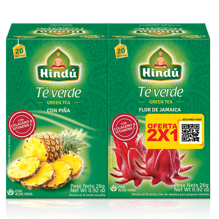 Té Verde Hindu Con Piña 20 Unidades 26Gr Gratis Te Flor De Jamaica