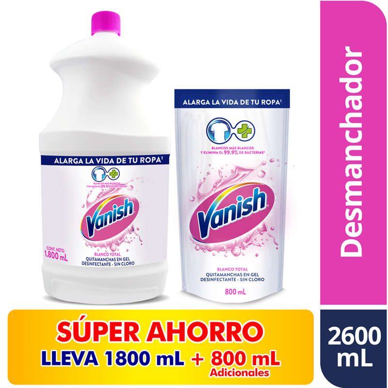 Vanish Gel Blanco Total 1800Ml + Doypak 800Ml Súper Oferta